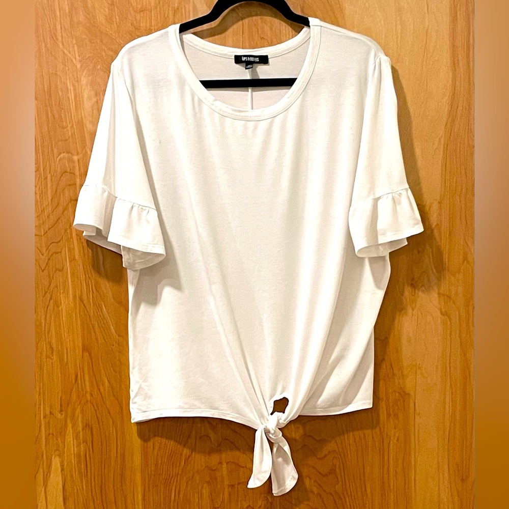 Wild Fable White Tie-Front Blouse with Ruffle Sleeves